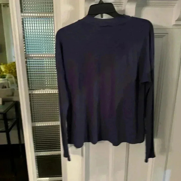 Michael Stars navy blue moc turtle neck long sleeve top one size - Picture 3 of 10